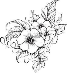 Hibiscus Flower Vector Modern Art Tropical Hibiscus Essence Minimal Concept