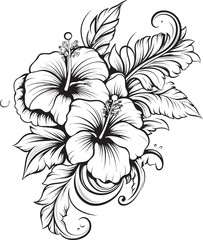 Hibiscus Blossom Harmony Symbolic Element Hibiscus Flower Vector Modern Art