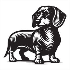 Dachshund dog, vector illustration, silhouette