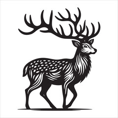 deer, vector illustration, silhouette