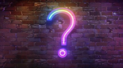 For template decoration and covering on the wall background, modern realistic neon sign of Question flyer logo.