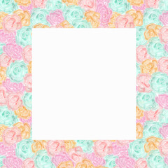 Ready to use Card. Watercolor invitation design with roses, leaves. flower and watercolor background. floral elements, botanic watercolor illustration. Template for wedding. frame