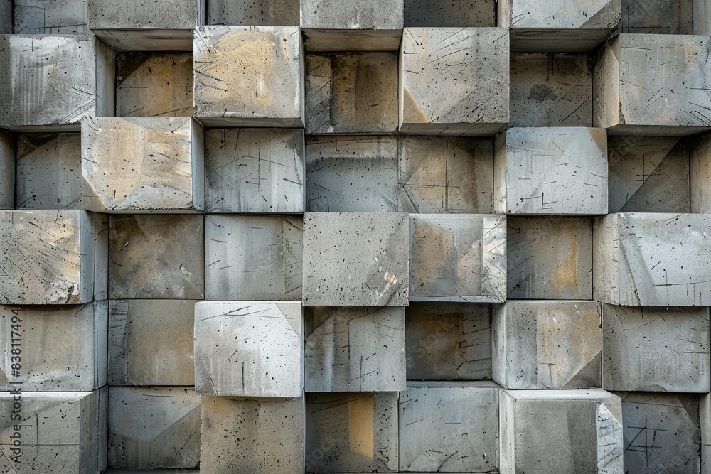 Poster abstract geometric background. geometric pattern with rustic concrete cube blocks.