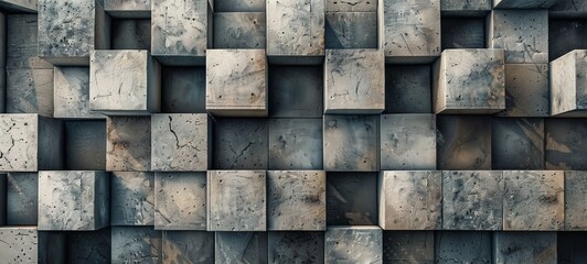 Abstract geometric background. Geometric pattern with rustic concrete cube blocks. 