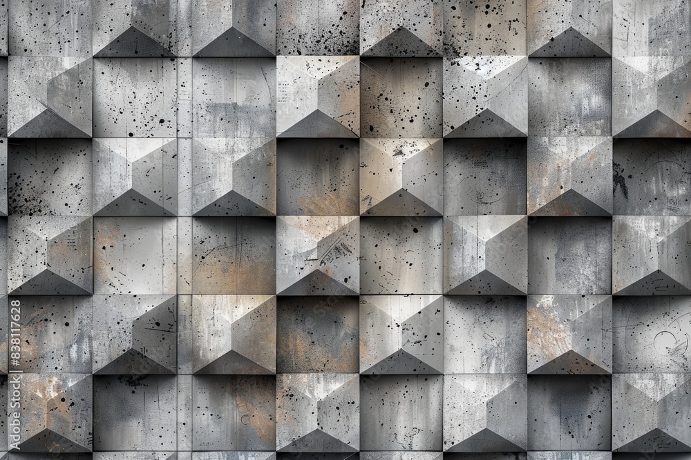 Poster abstract geometric background. geometric pattern with rustic concrete cube blocks.