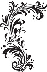 Vintage Floral Corner Elegant Design Iconography Ornate Floral Corner Element Retro Graphic Art