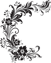 Classic Floral Corner Emblem Artistic Legacy Antique Floral Corner Illustration Retro Charm