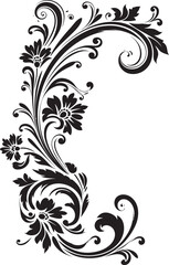 Retro Floral Corner Detail Artistic Sophistication Elegant Corner Floral Ornament Traditional Appeal