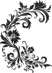 Elegant Retro Corner Floral Classic Design Art Ornate Victorian Floral Corner Timeless Graphic