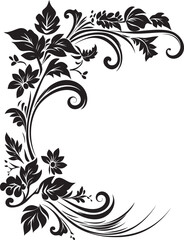 Classic Vintage Corner Illustration Artistic Symbol Antique Botanical Corner Nostalgic Design Element