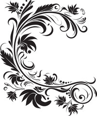 Floral Corner Emblem Retro Symbol Ornate Victorian Corner Pattern Classic Flourish