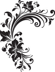 Vintage Style Floral Corner Nostalgic Design Floral Corner Emblem Retro Symbol