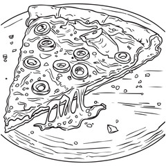 Pizza drawing style vector illustration 