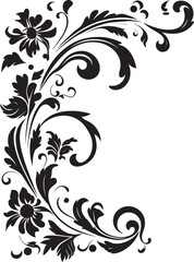 Vintage Style Floral Corner Iconic Symbol Floral Corner Emblem Traditional Flourish