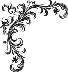 Antique Style Corner Illustration Elegance Preserved in Design Vintage Decorative Element Symbolism in Delicate Petals