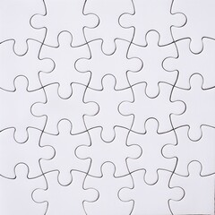 Abstract background with the pieces of a complete white jigsaw puzzle