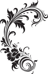 Vintage Style Floral Corner Echoes of an Era of Refinement Floral Corner Emblem Timeless Symbol of Artistic Craft