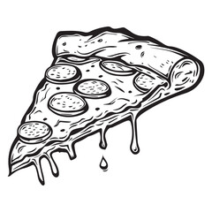 Pizza drawing style vector illustration 