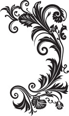 Antique Floral Corner Symbol A Captivating Emblem of Heritage Vintage Botanical Detail Reviving Artistic Heritage