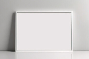 リアルなフォトフレームのモックアップ。白い空白の壁に垂直の大きな A3、A4 フレームのモックアップ。シンプル、クリーン、モダン、ミニマルなポスター フレーム。垂直の白い額縁のモックアップ。国際用紙サイズ	