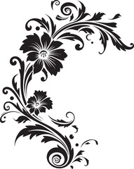Vintage Botanical Detail Artistic Design Element Floral Corner Frame Elegant Graphic Symbol