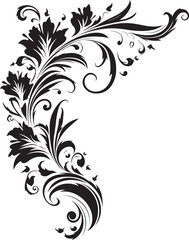 Retro Floral Corner Detail Artistic Flourish Revived Elegant Corner Floral Ornament Traditionally Chic