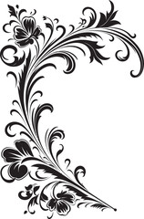 Antique Floral Corner Symbol Heritage in Intricacy Vintage Botanical Detail Artistry with Traditional Flair