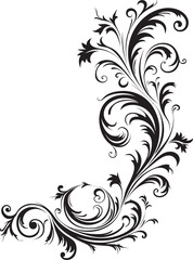 Fototapeta premium Floral Corner Emblem Classic Artistic Detail Ornate Victorian Corner Pattern Nostalgic Graphic