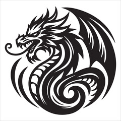 Dragon, vector illustration, silhouette