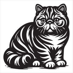 Exotic Shorthair Cat, vector illustration, silhouette