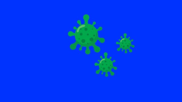 animation of the concept of bacteria, viruses on a blue background