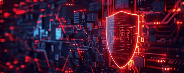 A cyber security shield protecting digital information on a business platform