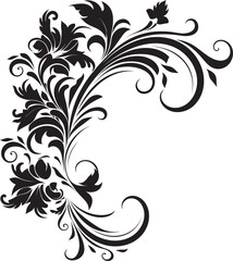Fototapeta premium Elegant Retro Floral Ornament Classic Design Delicate Victorian Floral Corner Timeless Iconography