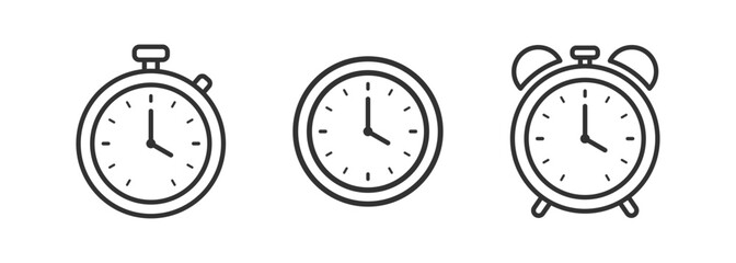 Time icon. Timer, clock, alarm clock set. Hours, minute on the watch. Business deadline.