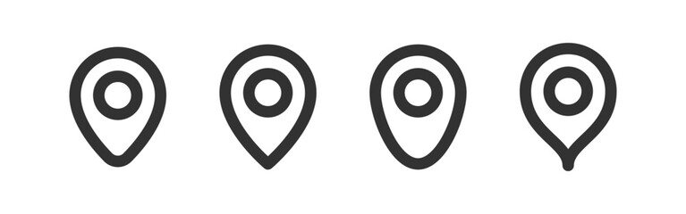 Location pin icon. Map marker. Navigation pointer. Travel position. Geo place.