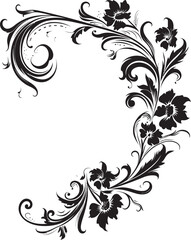 Antique Floral Corner Illustration Retro Charm Restored Victorian Era Floral Corner Elegance in Bloom