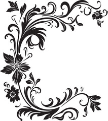 Vintage Style Floral Emblem Iconic Symbol Floral Corner Iconography Artistic Beauty