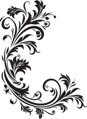 Victorian Corner Ornament Nostalgic Graphic Design Antique Floral Corner Symbol Elegant Iconography