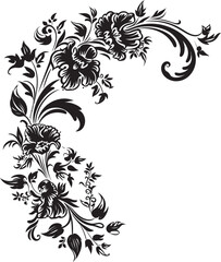 Elegant Victorian Corner Illustration Delicate Craftsmanship Classic Vintage Floral Symbol Artisan Excellence