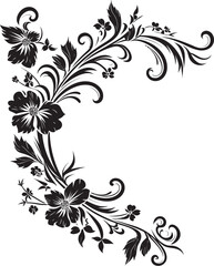 Retro Floral Corner Emblem Nostalgic Design Element Elegant Victorian Corner Detail Decorative Symbol