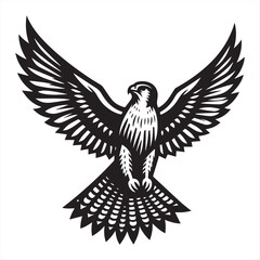 Flying falcon vector, silhouette