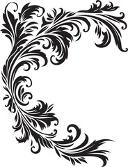 Retro Floral Corner Emblem Decorative Art Elegant Victorian Corner Detail Classic Icon