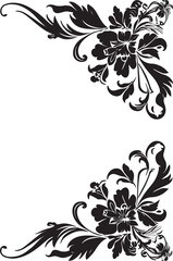 Delicate Floral Corner Pattern Decorative Icon Vintage Style Floral Corner Artistic Design Element