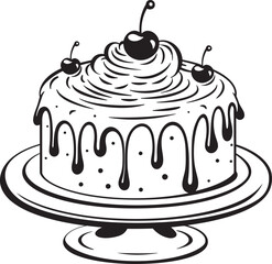 Rustic Round Cake Emblem Vintage Dessert Appeal Antique Cake Illustration Historical Pastry Elegance