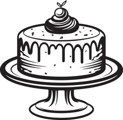 Elegant Cake Emblem Retro Bakery Elegance Nostalgic Round Cake Logo Heritage of Sweet Treats