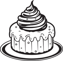 Vintage Round Cake Symbol Symbolic Art of Baking Retro Cake Badge Capturing Old world Bakery Charm