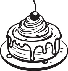 Nostalgic Round Cake Logo Vintage Bakery Symbol Victorian Era Cake Badge Elegant Pastry Art