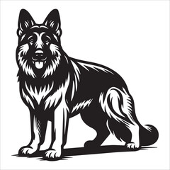 German Shepherd Dog, vector illustration, silhouette