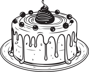 Classic Cake Badge Nostalgic Bakery Symbol Vintage Round Cake Icon Traditional Dessert Artistry