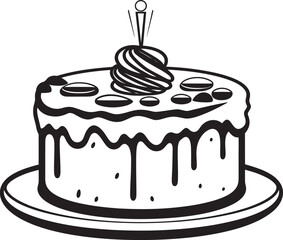 Rustic Round Cake Emblem Vintage Dessert Appeal Antique Cake Illustration Historical Pastry Art